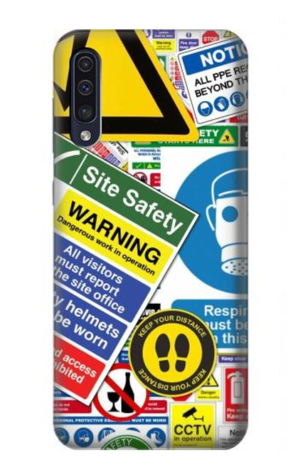 W3960 Safety Signs Sticker Collage Funda Carcasa Case y Caso Del Tirón Funda para Samsung Galaxy A50