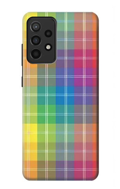 W3942 LGBTQ Rainbow Plaid Tartan Funda Carcasa Case y Caso Del Tirón Funda para Samsung Galaxy A52, Galaxy A52 5G