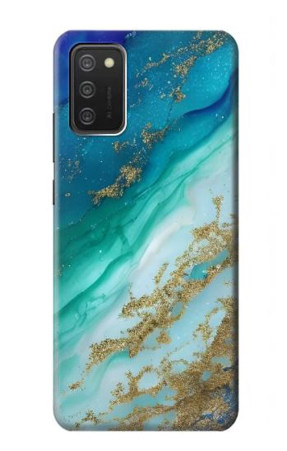 W3920 Abstract Ocean Blue Color Mixed Emerald Funda Carcasa Case y Caso Del Tirón Funda para Samsung Galaxy A03S