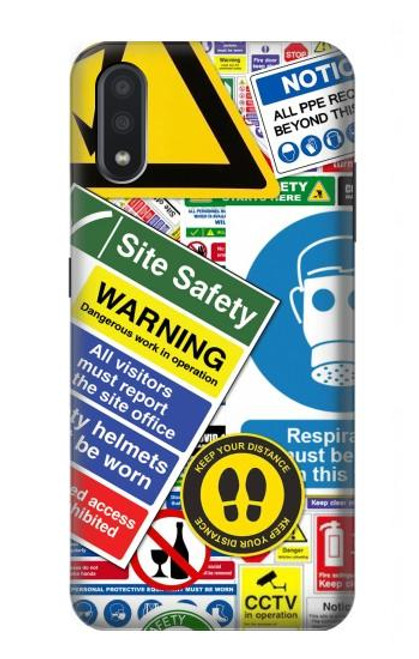 W3960 Safety Signs Sticker Collage Funda Carcasa Case y Caso Del Tirón Funda para Samsung Galaxy A01