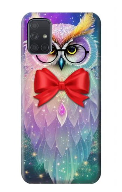 W3934 Fantasy Nerd Owl Funda Carcasa Case y Caso Del Tirón Funda para Samsung Galaxy A71