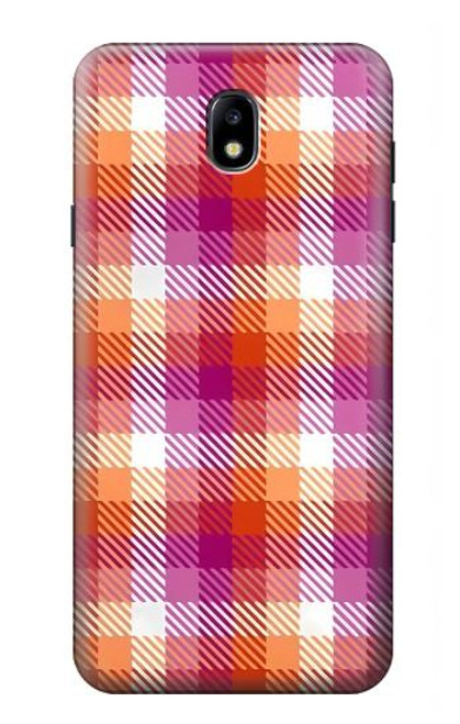 W3941 LGBT Lesbian Pride Flag Plaid Funda Carcasa Case y Caso Del Tirón Funda para Samsung Galaxy J7 (2018), J7 Aero, J7 Top, J7 Aura, J7 Crown, J7 Refine, J7 Eon, J7 V 2nd Gen, J7 Star