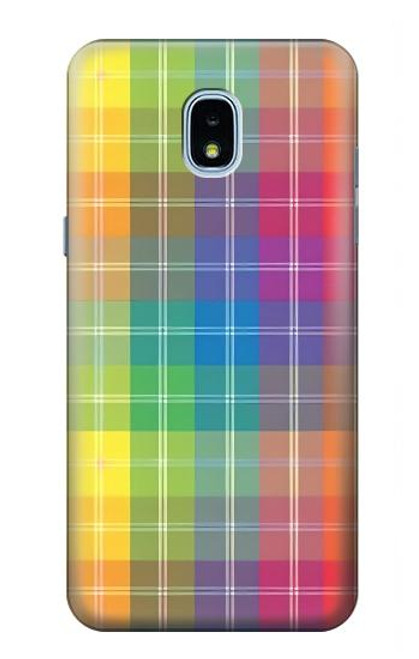 W3942 LGBTQ Rainbow Plaid Tartan Funda Carcasa Case y Caso Del Tirón Funda para Samsung Galaxy J3 (2018), J3 Star, J3 V 3rd Gen, J3 Orbit, J3 Achieve, Express Prime 3, Amp Prime 3