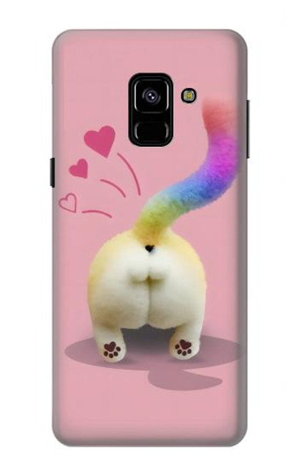 W3923 Cat Bottom Rainbow Tail Funda Carcasa Case y Caso Del Tirón Funda para Samsung Galaxy A8 (2018)
