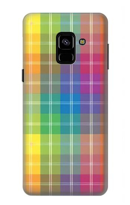 W3942 LGBTQ Rainbow Plaid Tartan Funda Carcasa Case y Caso Del Tirón Funda para Samsung Galaxy A8 (2018)