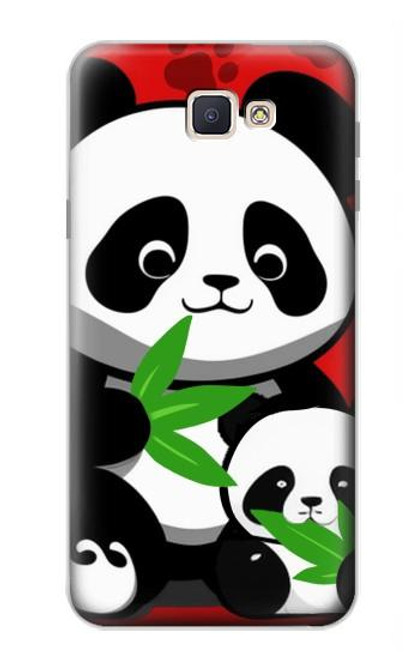W3929 Cute Panda Eating Bamboo Funda Carcasa Case y Caso Del Tirón Funda para Samsung Galaxy J7 Prime (SM-G610F)