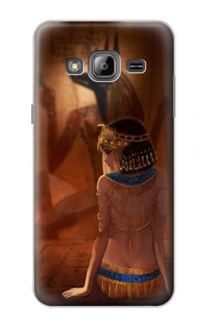 W3919 Egyptian Queen Cleopatra Anubis Funda Carcasa Case y Caso Del Tirón Funda para Samsung Galaxy J3 (2016)