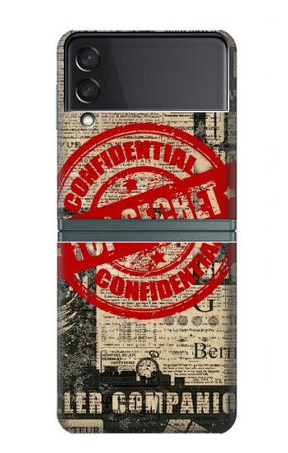 W3937 Text Top Secret Art Vintage Funda Carcasa Case y Caso Del Tirón Funda para Samsung Galaxy Z Flip 3 5G