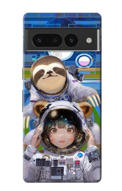 W3915 Raccoon Girl Baby Sloth Astronaut Suit Funda Carcasa Case y Caso Del Tirón Funda para Google Pixel 7 Pro