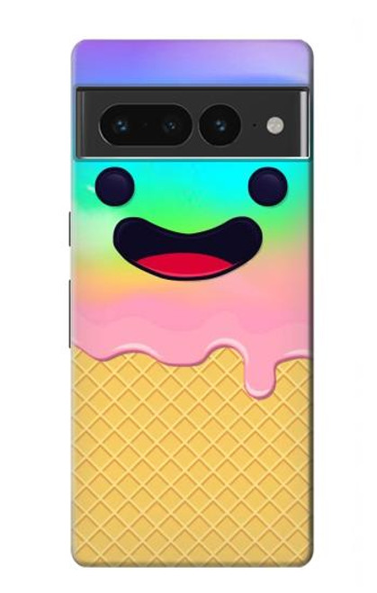 W3939 Ice Cream Cute Smile Funda Carcasa Case y Caso Del Tirón Funda para Google Pixel 7 Pro