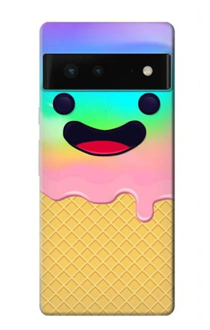 W3939 Ice Cream Cute Smile Funda Carcasa Case y Caso Del Tirón Funda para Google Pixel 6