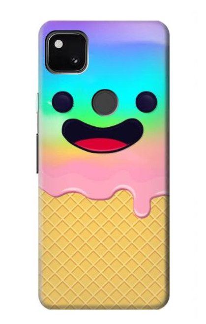 W3939 Ice Cream Cute Smile Funda Carcasa Case y Caso Del Tirón Funda para Google Pixel 4a