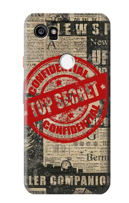 W3937 Text Top Secret Art Vintage Funda Carcasa Case y Caso Del Tirón Funda para Google Pixel 2 XL