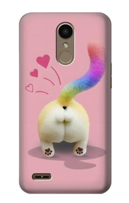 W3923 Cat Bottom Rainbow Tail Funda Carcasa Case y Caso Del Tirón Funda para LG K10 (2018), LG K30