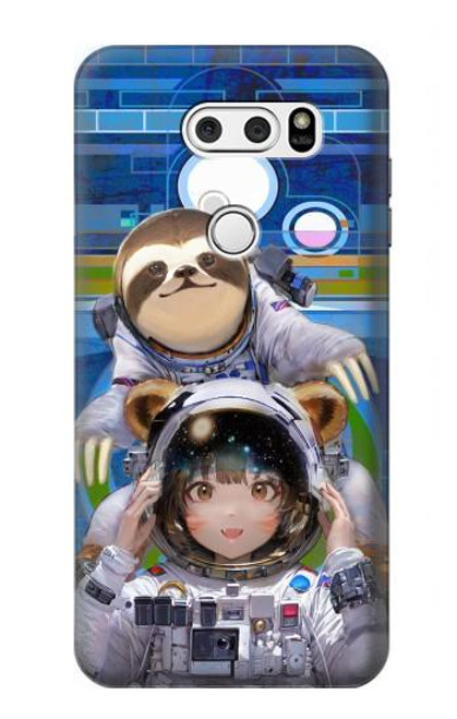 W3915 Raccoon Girl Baby Sloth Astronaut Suit Funda Carcasa Case y Caso Del Tirón Funda para LG V30, LG V30 Plus, LG V30S ThinQ, LG V35, LG V35 ThinQ