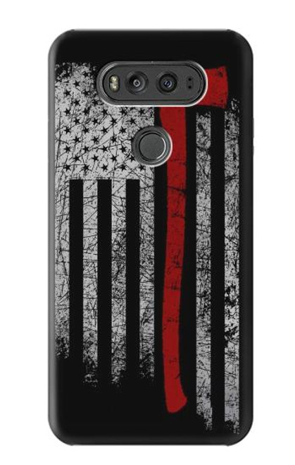 W3958 Firefighter Axe Flag Funda Carcasa Case y Caso Del Tirón Funda para LG V20