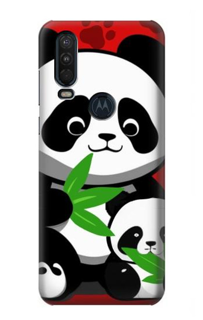 W3929 Cute Panda Eating Bamboo Funda Carcasa Case y Caso Del Tirón Funda para Motorola One Action (Moto P40 Power)
