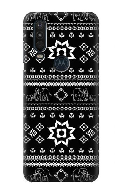 W3932 Elephant Pants Pattern Funda Carcasa Case y Caso Del Tirón Funda para Motorola One Action (Moto P40 Power)