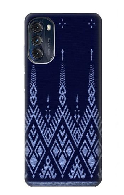 W3950 Textile Thai Blue Pattern Funda Carcasa Case y Caso Del Tirón Funda para Motorola Moto G (2022)