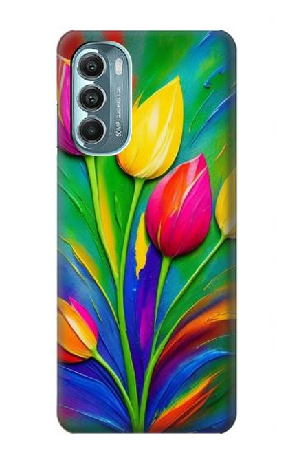 W3926 Colorful Tulip Oil Painting Funda Carcasa Case y Caso Del Tirón Funda para Motorola Moto G Stylus 5G (2022)
