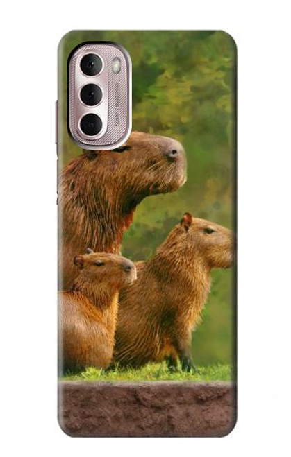 W3917 Capybara Family Giant Guinea Pig Funda Carcasa Case y Caso Del Tirón Funda para Motorola Moto G Stylus 4G (2022)