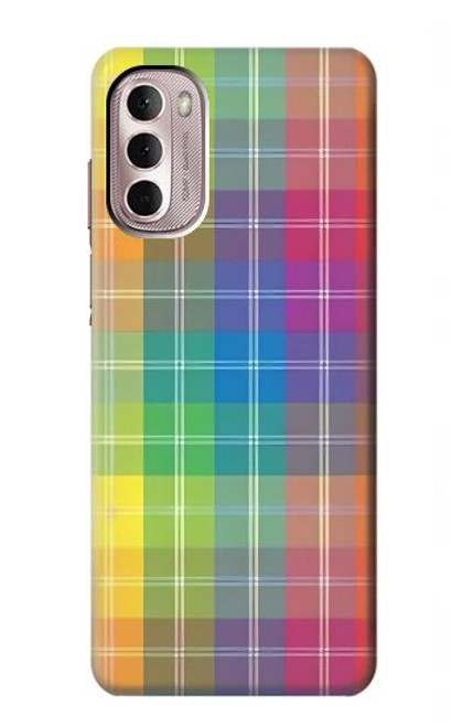 W3942 LGBTQ Rainbow Plaid Tartan Funda Carcasa Case y Caso Del Tirón Funda para Motorola Moto G Stylus 4G (2022)