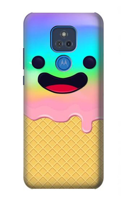 W3939 Ice Cream Cute Smile Funda Carcasa Case y Caso Del Tirón Funda para Motorola Moto G Play (2021)