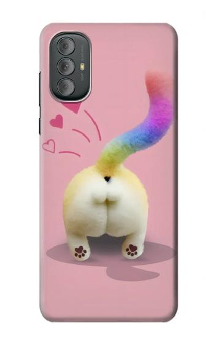 W3923 Cat Bottom Rainbow Tail Funda Carcasa Case y Caso Del Tirón Funda para Motorola Moto G Power 2022, G Play 2023