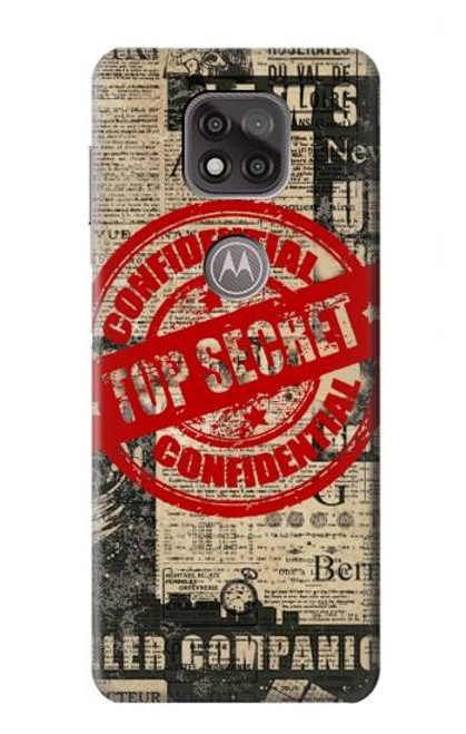 W3937 Text Top Secret Art Vintage Funda Carcasa Case y Caso Del Tirón Funda para Motorola Moto G Power (2021)