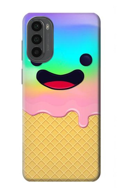 W3939 Ice Cream Cute Smile Funda Carcasa Case y Caso Del Tirón Funda para Motorola Moto G52, G82 5G