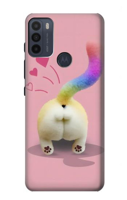 W3923 Cat Bottom Rainbow Tail Funda Carcasa Case y Caso Del Tirón Funda para Motorola Moto G50