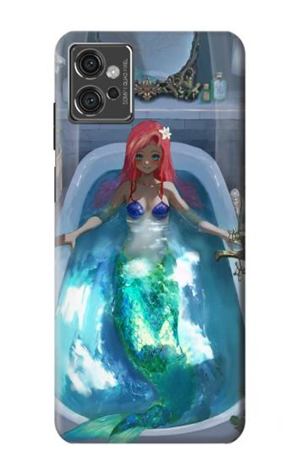 W3912 Cute Little Mermaid Aqua Spa Funda Carcasa Case y Caso Del Tirón Funda para Motorola Moto G32