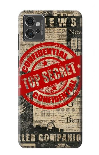 W3937 Text Top Secret Art Vintage Funda Carcasa Case y Caso Del Tirón Funda para Motorola Moto G32