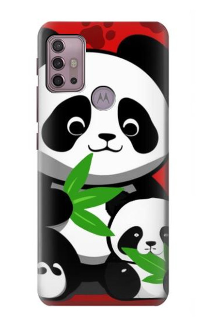 W3929 Cute Panda Eating Bamboo Funda Carcasa Case y Caso Del Tirón Funda para Motorola Moto G30, G20, G10