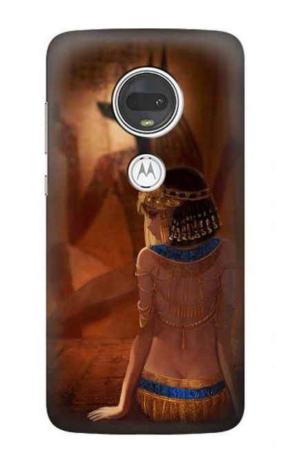 W3919 Egyptian Queen Cleopatra Anubis Funda Carcasa Case y Caso Del Tirón Funda para Motorola Moto G7, Moto G7 Plus