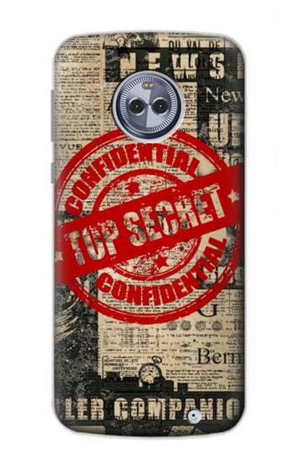 W3937 Text Top Secret Art Vintage Funda Carcasa Case y Caso Del Tirón Funda para Motorola Moto X4