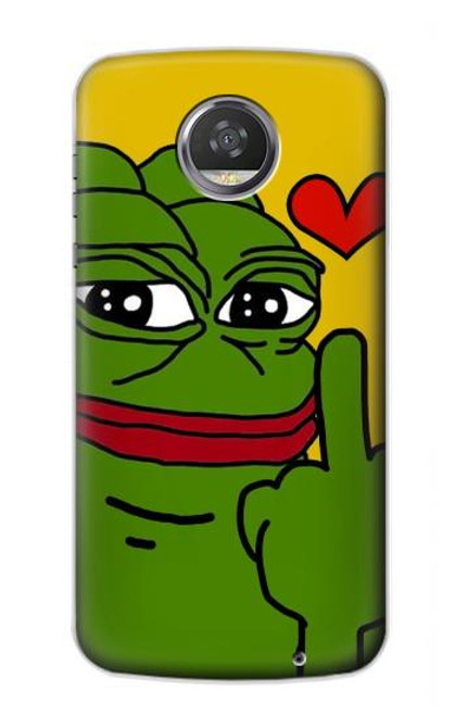 W3945 Pepe Love Middle Finger Funda Carcasa Case y Caso Del Tirón Funda para Motorola Moto Z2 Play, Z2 Force