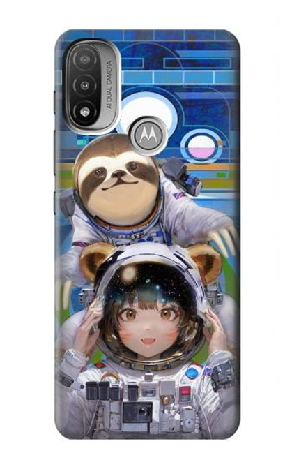 W3915 Raccoon Girl Baby Sloth Astronaut Suit Funda Carcasa Case y Caso Del Tirón Funda para Motorola Moto E20,E30,E40