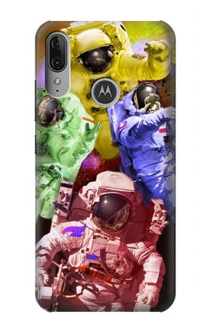 W3914 Colorful Nebula Astronaut Suit Galaxy Funda Carcasa Case y Caso Del Tirón Funda para Motorola Moto E6 Plus, Moto E6s