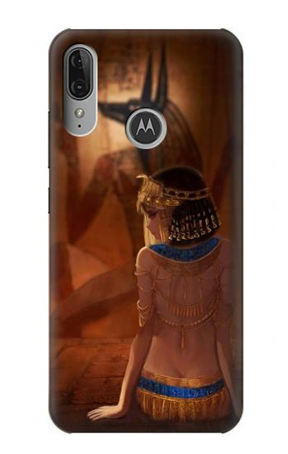 W3919 Egyptian Queen Cleopatra Anubis Funda Carcasa Case y Caso Del Tirón Funda para Motorola Moto E6 Plus, Moto E6s