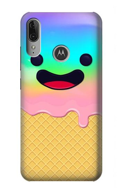 W3939 Ice Cream Cute Smile Funda Carcasa Case y Caso Del Tirón Funda para Motorola Moto E6 Plus, Moto E6s
