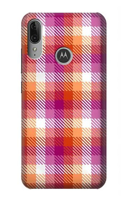 W3941 LGBT Lesbian Pride Flag Plaid Funda Carcasa Case y Caso Del Tirón Funda para Motorola Moto E6 Plus, Moto E6s