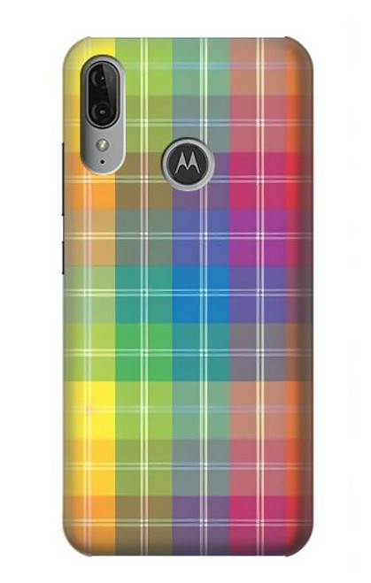 W3942 LGBTQ Rainbow Plaid Tartan Funda Carcasa Case y Caso Del Tirón Funda para Motorola Moto E6 Plus, Moto E6s