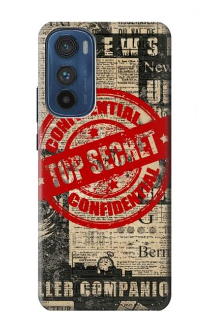 W3937 Text Top Secret Art Vintage Funda Carcasa Case y Caso Del Tirón Funda para Motorola Edge 30