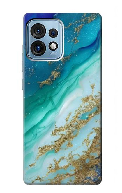 W3920 Abstract Ocean Blue Color Mixed Emerald Funda Carcasa Case y Caso Del Tirón Funda para Motorola Edge+ (2023), X40, X40 Pro, Edge 40 Pro