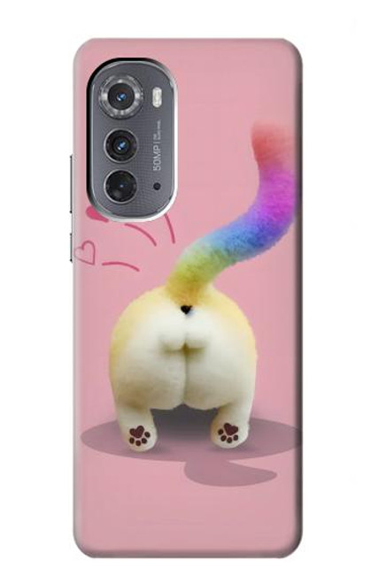 W3923 Cat Bottom Rainbow Tail Funda Carcasa Case y Caso Del Tirón Funda para Motorola Edge (2022)