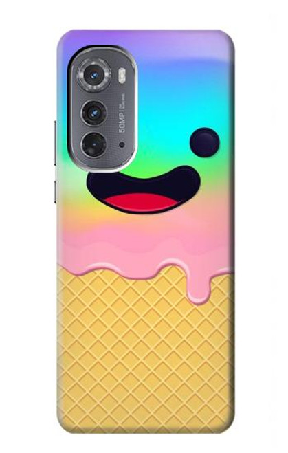 W3939 Ice Cream Cute Smile Funda Carcasa Case y Caso Del Tirón Funda para Motorola Edge (2022)