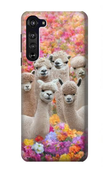 W3916 Alpaca Family Baby Alpaca Funda Carcasa Case y Caso Del Tirón Funda para Motorola Edge