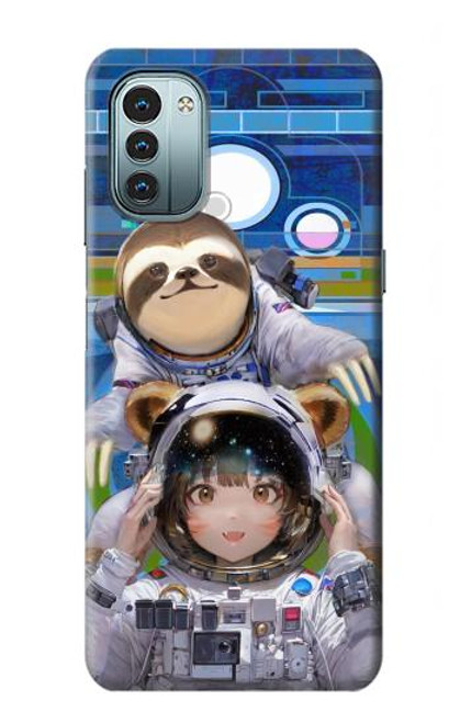 W3915 Raccoon Girl Baby Sloth Astronaut Suit Funda Carcasa Case y Caso Del Tirón Funda para Nokia G11, G21