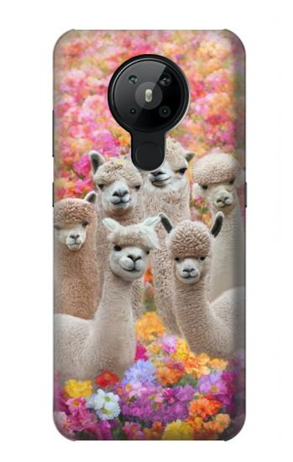 W3916 Alpaca Family Baby Alpaca Funda Carcasa Case y Caso Del Tirón Funda para Nokia 5.3